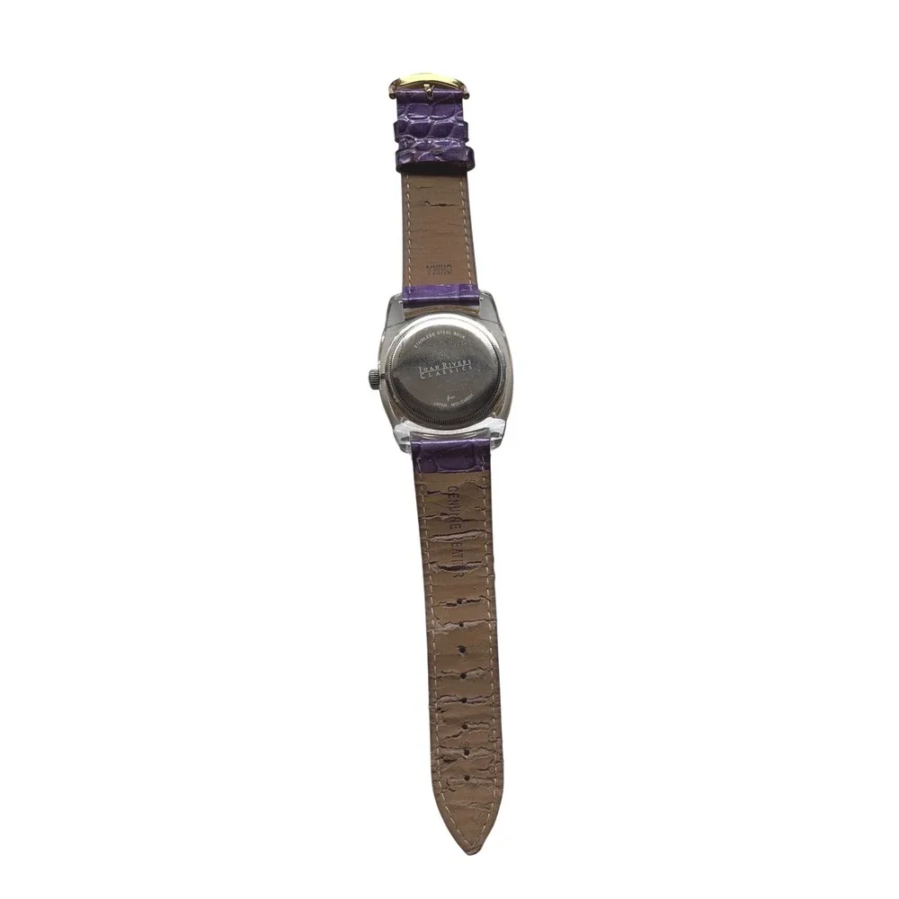 Joan Rivers Classics Purple Dial Crystal Bezel Acrylic Case‎ Leather Watch